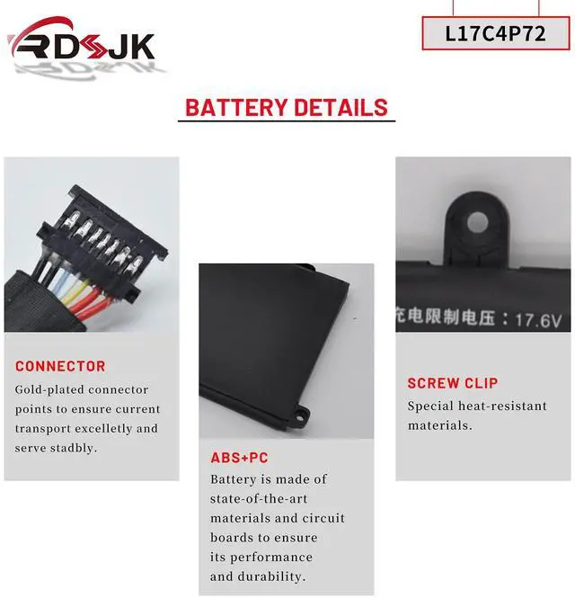 Alt view image 5 of 5 - L17C4P72 L17L4P72 L17M4P72 L18M4P71 Laptop Battery for Lenovo ThinkPad P1 X1 Extreme X1E YINSHI 2018 2019 1st Gen/2nd Gen Series 01YU911 01AY968 01AY969 SB10S57317 SB10Q76928 SB10Q76929 15.36V 80Wh