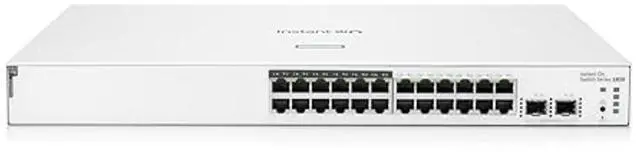 Main image of HPE Networking Instant On Switch Series 1830 24-Port Gb Smart-Managed Layer 2 Ethernet Switch with PoE | 24x 1G | 2X SFP | 12x CL4 PoE (195W) | Fan-Less | US Cord (JL813A#ABA)