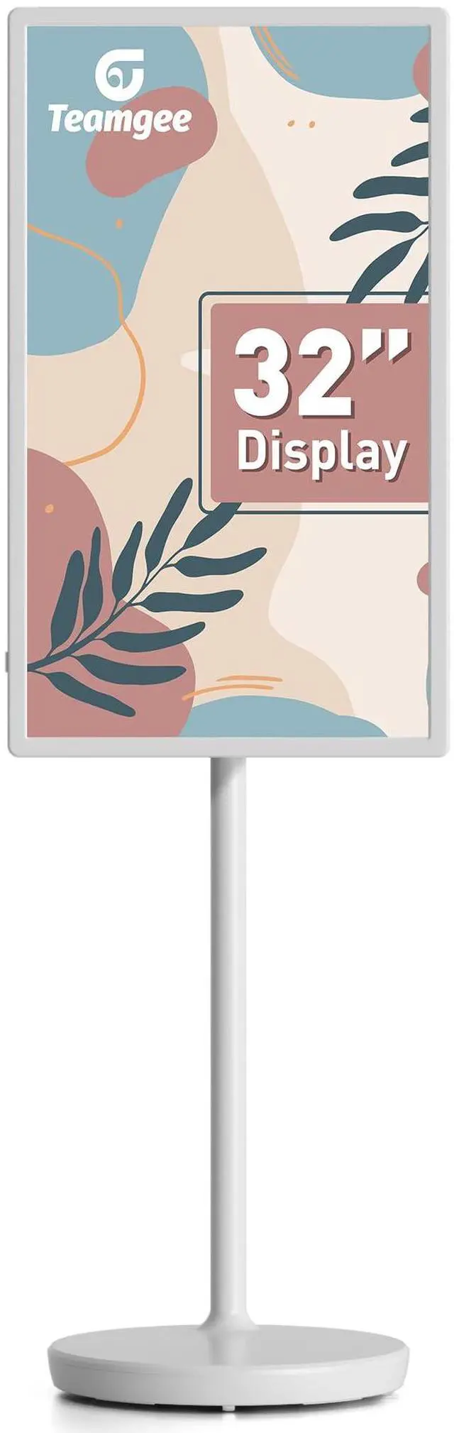 Alt view image 2 of 5 - Teamgee 32-Inch Portable Smart Screen on Wheels, Wireless Touch Monitor with 8-Hour Battery, Android 13, Full-Motion Mount for Streaming, Work, and Multi-Purpose Use