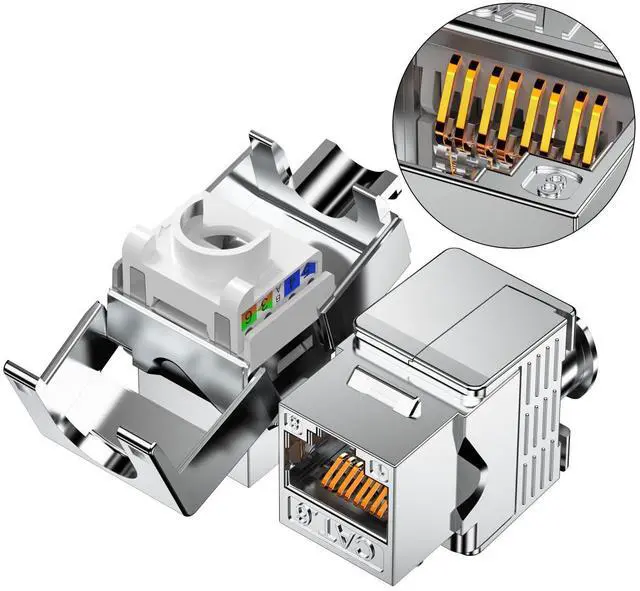 Alt view image 4 of 5 - Hnya Link RJ45 Cat6 FTP Keystone Jacks - Tool Less Punch Down, 25-Pack,180-Degree Ethernet Keystone Jack,Slim Profile, Gold-Plated Contacts - Ideal for Home Office Network Renovation