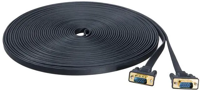 Main image of DTech Flat Thin Extra Long VGA Cable 100 ft 15 Pin Male to Male Computer Monitor Cord HD15 Connector 1080p High Resolution (31 Meter, Black)