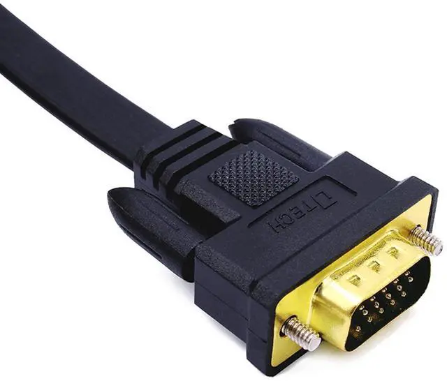 Alt view image 2 of 5 - DTech Flat Thin Extra Long VGA Cable 100 ft 15 Pin Male to Male Computer Monitor Cord HD15 Connector 1080p High Resolution (31 Meter, Black)