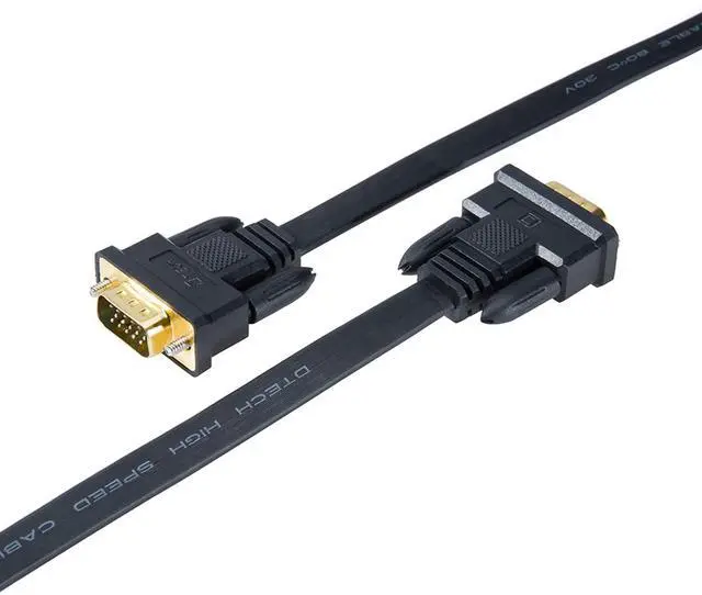Alt view image 4 of 5 - DTech Flat Thin Extra Long VGA Cable 100 ft 15 Pin Male to Male Computer Monitor Cord HD15 Connector 1080p High Resolution (31 Meter, Black)