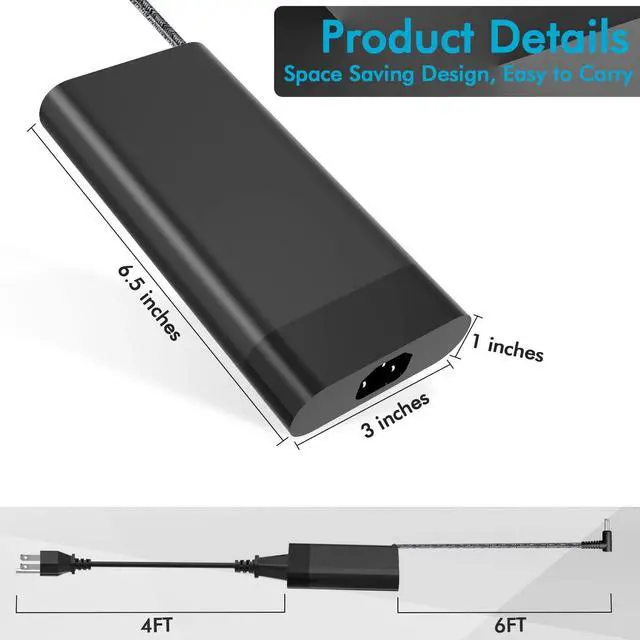Alt view image 3 of 5 - 200W AC Charger for HP OMEN 15 15t 17 17t Pavilion Gaming 15 16 17 Zbook 17 15 G3 G4 G5 G6 G7 ZBook Fury Create Studio Envy 15 2020 TPN-DA10 L00895-003 ADP-200HB B Laptop Power Adapter Supply Cord