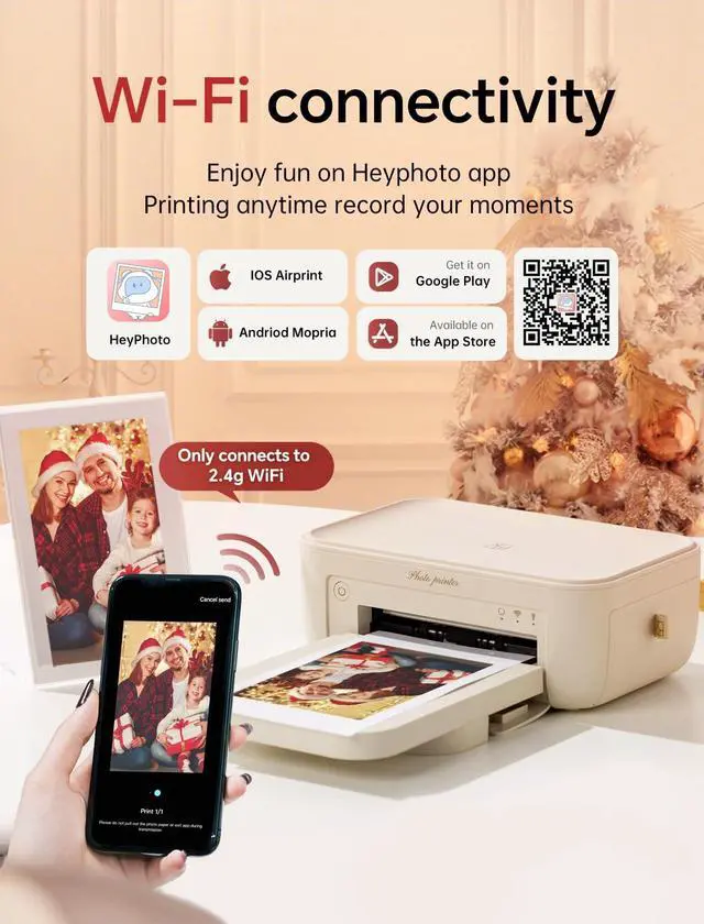 Alt view image 4 of 5 - HPRT Photo Printer 4x6,+20 Sheets&1ribbon, Picture Printer for iPhone, Android, Smartphone, AR Video Printing, Portable Photo Printers CP4100