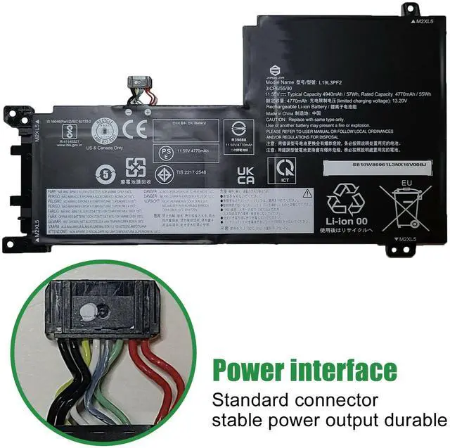 Alt view image 3 of 5 - JIAZIJIA L19L3PF2 Laptop Battery Replacement for Lenovo IdeaPad 5 15ABA7 15ALC05 15ARE05 15IAL7 15IIL05 15ITL05 Series SB10W86961 5B10W86945 L19C3PF5 SB10W86938 5B10W86947 L19M3PF6 11.55V 57Wh