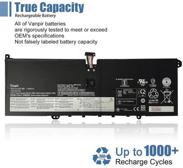 Alt view image 5 of 5 - VANPIR L19M4PH2 L19C4PH2 Laptop Battery Replacement for Lenovo Ideapad Yoga 9-14ITL5 82BG Series 5B10Z33895 SB10Z33898 7.68V 60Wh 7820mAh 4-Cells