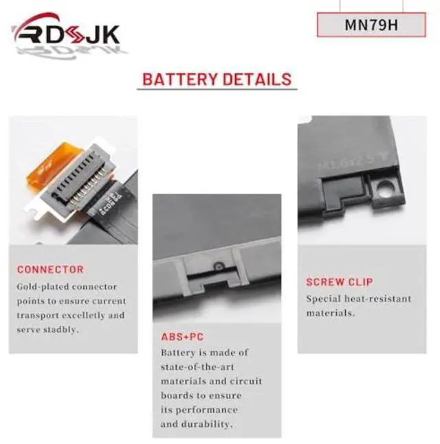 Alt view image 5 of 5 - RDSJ MN79H Laptop Battery for Dell XPS 13 Plus 9320 P151G i5 93204K XPS 9320 XPS9320 XPS9320-7523BLK-PUS XPS9320-7585SLV-PUS Series J7H5M 0J7H5M NXRKW 0NXRKW 0MN79H 11.55V 55Wh