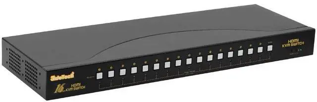 Main image of JideTech HDMI USB KVM Switch 16 Port Up to 4K@30Hz Resolution with USB 2.0 Hub Support Hotkey Mouse Switching for Linux, Windows, Mac, Unix