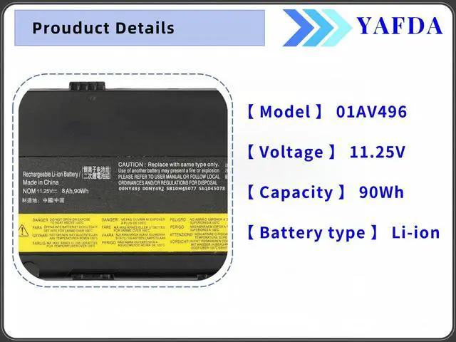 Alt view image 2 of 5 - Yafda 77+ L17M6P51 Laptop Battery Compatable with Lenovo ThinkPad P50 P51 P52 Series Notebook 01AV477 SB10H45077 00NY492 01AV496 SB10K97634 SB10H45078 00NY493