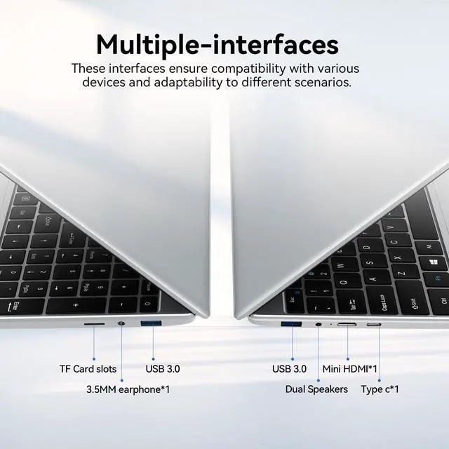 Alt view image 4 of 5 - Gezoon 15.6 Inch Laptops, Windows 11 Laptop Computer with 12GB RAM 512GB SSD, Celeron N100 Quad-Core(Up to 3.4GHz), FHD IPS 1920x1080, HDMI, Type-C, USB 3.0, WiFi 6, BT 5.2, TF Card Reader, 6500mAh