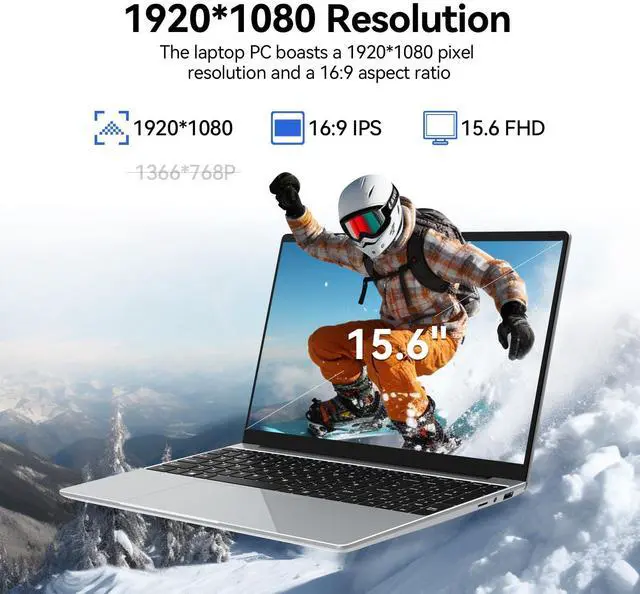 Alt view image 5 of 5 - Gezoon 15.6 Inch Laptops, Windows 11 Laptop Computer with 12GB RAM 512GB SSD, Celeron N100 Quad-Core(Up to 3.4GHz), FHD IPS 1920x1080, HDMI, Type-C, USB 3.0, WiFi 6, BT 5.2, TF Card Reader, 6500mAh