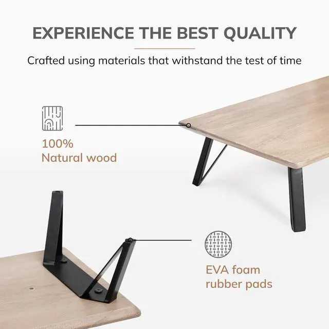 Alt view image 2 of 5 - Anji Mountain Monitor Stand - Desktop Organizer & Laptop Riser, Ergonomic Monitor Riser, Space-Saving Monitor Stand for Desk, Durable Construction, Easy Assembly, Ideal for Home & Office,Biscotti