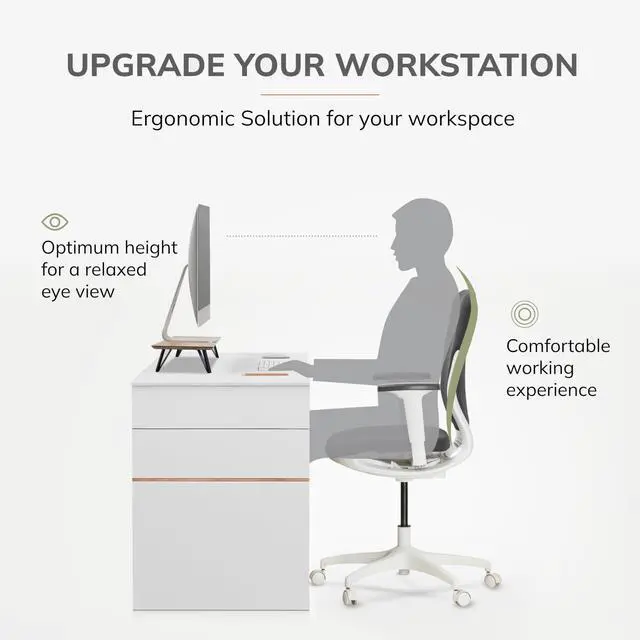 Alt view image 3 of 5 - Anji Mountain Monitor Stand - Desktop Organizer & Laptop Riser, Ergonomic Monitor Riser, Space-Saving Monitor Stand for Desk, Durable Construction, Easy Assembly, Ideal for Home & Office,Biscotti
