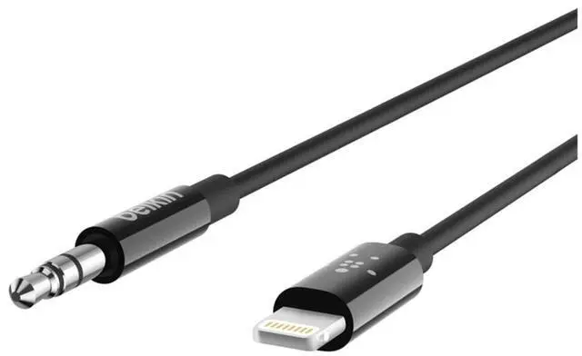 Alt view image 4 of 4 - Belkin AV10172bt03-BLK 3.5mm Audio Cable With Lightning Connector, Black, Smartphone