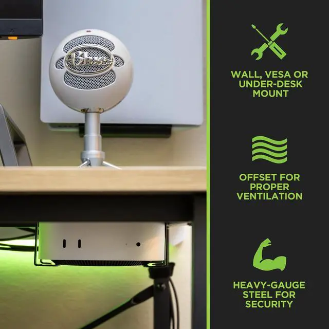 Alt view image 2 of 5 - HIDEit Mounts Mac Mini M4 Mount | Under Desk & VESA Monitor Mount for 2024 Mac Mini | Designed for Proper Airflow | Includes Hardware | Compatible with Apple Mac Mini M4 & M4 Pro