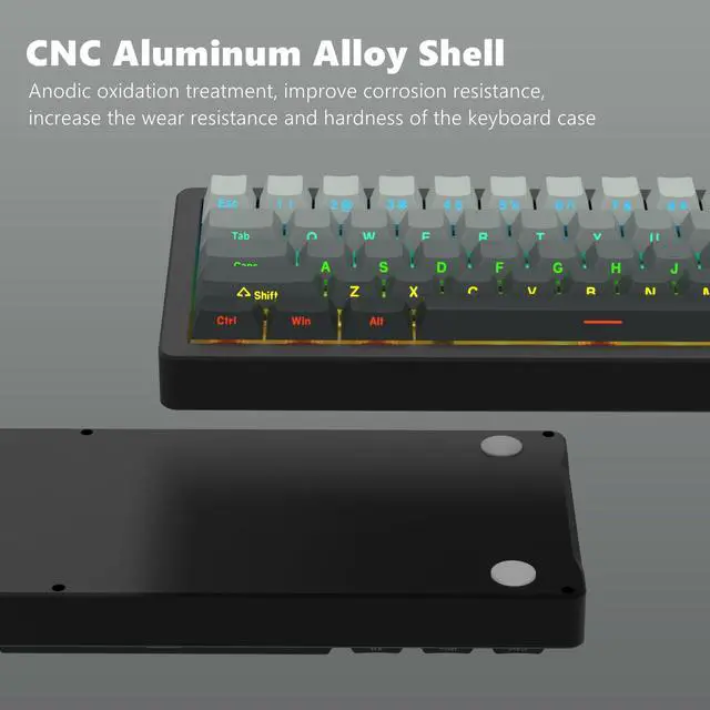 Alt view image 2 of 5 - Womier SK71 75% Gaming Keyboard, Aluminum Alloy Shell Wireless Mechanical Creamy Keyboard Bluetooth/2.4G/Wired Hot Swappable Key Board Pre-lubed Switches, Gasket Mounted RGB for Mac/Win (Black)