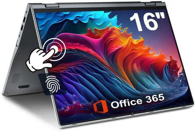 Main image of jumper 2 in 1 Laptop, 16 inch Convertible Laptop Computer with IPS FHD 360 Degree Touchscreen, 128GB Storage, 4GB RAM, Fingerprint Reader, Backlit Keyboard, Celeron N5095, 53.2WH, WiFi 6