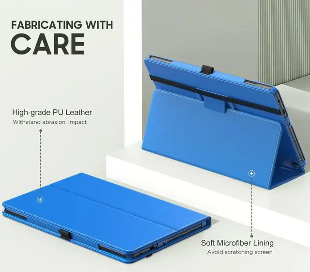 Alt view image 3 of 5 - MoKo Case Fits All-New Amazon Kindle Fire HD 10 & 10 Plus Tablet (13th/11th Generation, 2023/2021 Release) 10.1" - Slim Folding Stand Cover with Auto Wake/Sleep, Blue