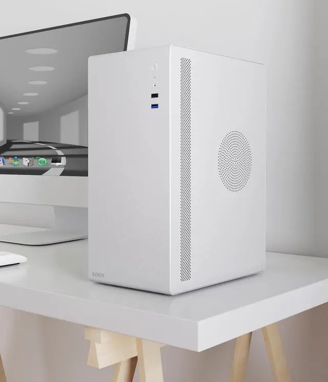 Alt view image 4 of 5 - V200 Micro ATX/ITX Computer Case,Multifunctional Pc Case, Spcc Side Panel Business case, Support 250mm VGA Card 140mm CPU Cooler (White)