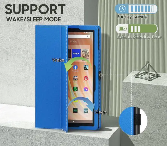 Alt view image 5 of 5 - MoKo Case Fits All-New Amazon Kindle Fire HD 10 & 10 Plus Tablet (13th/11th Generation, 2023/2021 Release) 10.1" - Slim Folding Stand Cover with Auto Wake/Sleep, Blue