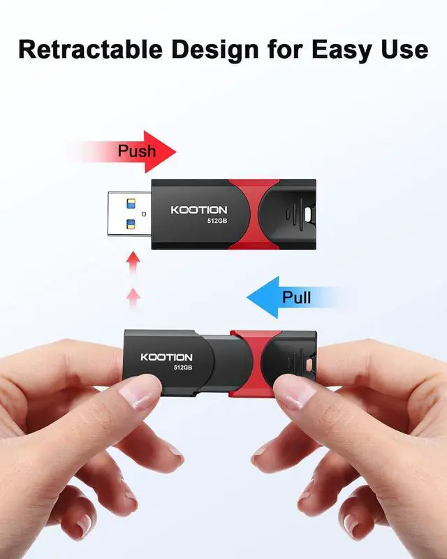 Alt view image 5 of 5 - KOOTION 512GB USB Flash Drive 3.0 Thumb Drive, Retractable Zip Drive USB Memory Stick for Backup, Compatible with Laptop/TV/Mac Book/Car Audio