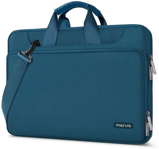 Main image of MOSISO 360 Protective Laptop Shoulder Bag Compatible with MacBook Air/Pro, 13-13.3 inch Notebook, Compatible with MacBook Pro 14 inch M4 M3 M2 M1,Matching Color Sleeve with Belt, Teal Green