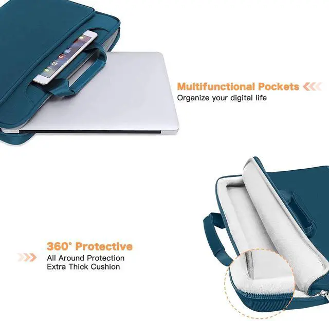 Alt view image 2 of 5 - MOSISO 360 Protective Laptop Shoulder Bag Compatible with MacBook Air/Pro, 13-13.3 inch Notebook, Compatible with MacBook Pro 14 inch M4 M3 M2 M1,Matching Color Sleeve with Belt, Teal Green