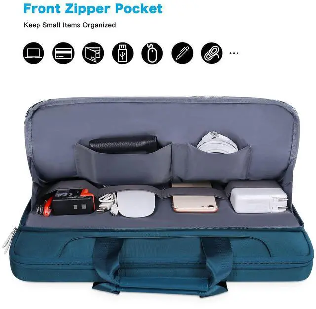 Alt view image 3 of 5 - MOSISO 360 Protective Laptop Shoulder Bag Compatible with MacBook Air/Pro, 13-13.3 inch Notebook, Compatible with MacBook Pro 14 inch M4 M3 M2 M1,Matching Color Sleeve with Belt, Teal Green
