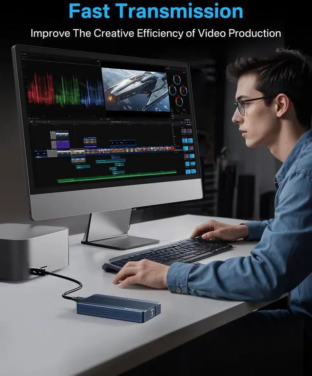 Alt view image 2 of 5 - ACASIS 40Gbps M.2 NVMe SSD Enclosure,USB C Docking Station Dual HDMI Monitor