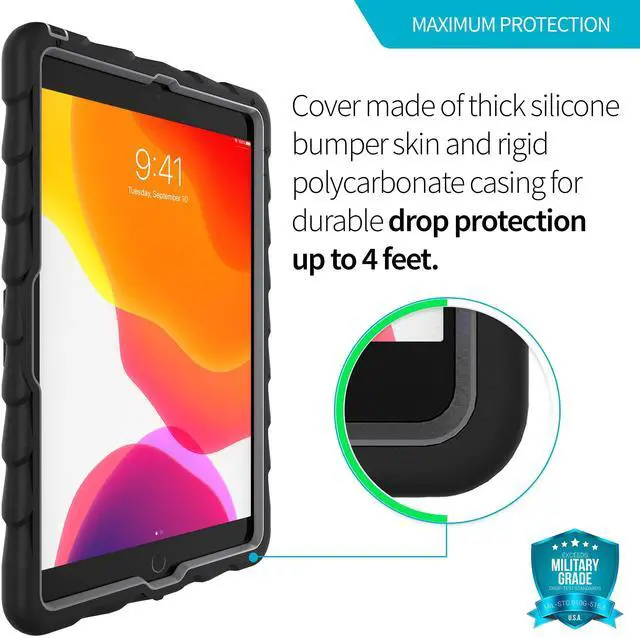 Alt view image 4 of 5 - Gumdrop Hideaway Case Fits Apple iPad 9th | 8th | 7th Gen (10.2-inch) Designed for K-12 Students Teachers and Classrooms - Drop Tested Rugged Shockproof Bumpers for Reliable Device Protection - Black