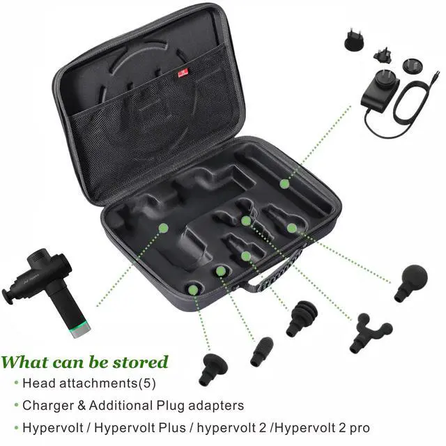 Alt view image 3 of 5 - BUBM Case for Hypervolt 2 Pro/Hypervolt Plus with 5 Head Attachments,Waterproof Shock Resistant Carrying Case for Hyperice Hypervolt Massage Device