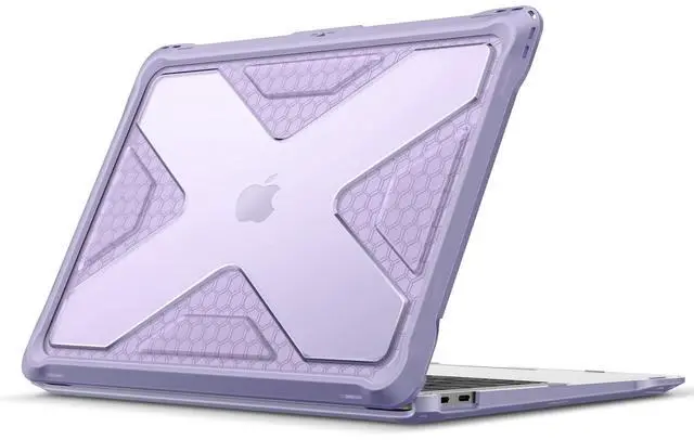 Main image of Fintie Case for MacBook Air 13 Inch A2337 (M1) / A2179 / A1932 (2018-2021 2022 Release) - Heavy Duty Hard Shell Cover with TPU Bumper for MacBook Air 13 Retina Display with Touch ID, Lilac