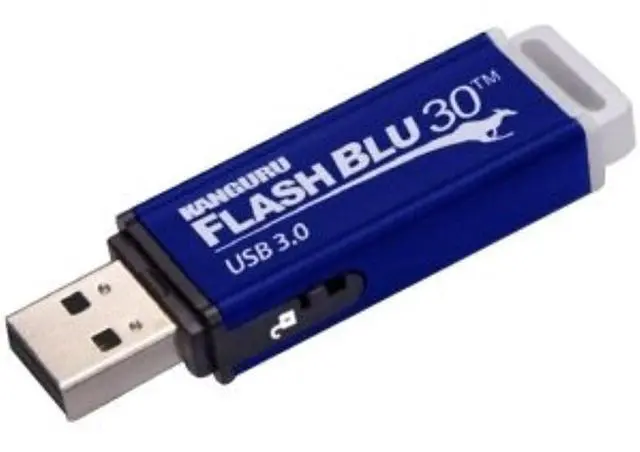 Alt view image 2 of 3 - Kanguru FlashBlu30 - 64GB USB Flash Drive - Physical Write Protection Switch - Super Fast USB 3.0
