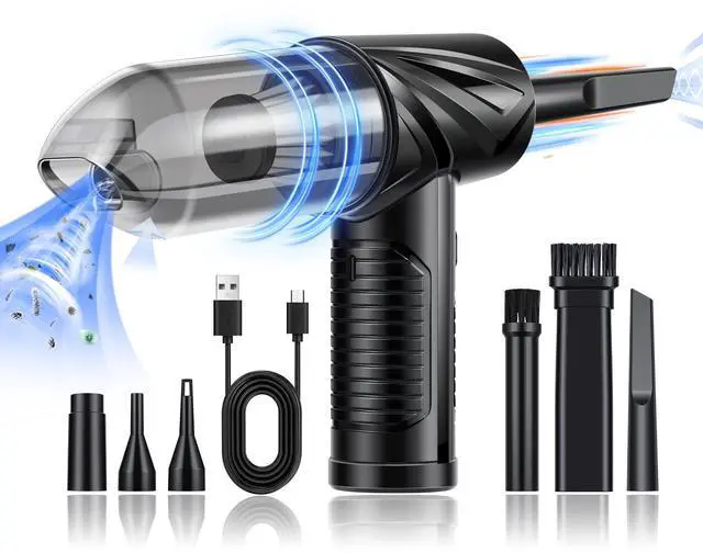 Main image of INLAND 2 in 1 Compressed Air Duster, 3-Gear to 71000RPM Electric Air Duster and Vaccum with LED Light, 6000mAh Type-C Mini Blower & Pump for Electric Devices Cleaning, Car Vaccum Cleaner