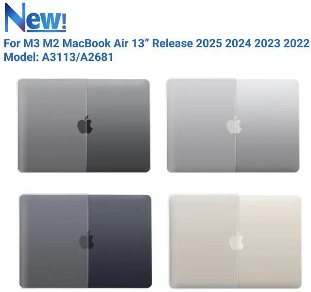 Alt view image 4 of 5 - IBENZER Compatible with 2025 2024 2023 2022 MacBook Air 13 inch case M4 A3240 M3 A3113 M2 A2681, Hard Shell Case & Sleeve & Keyboard Cover & Type-C Adapter for Mac Air 13.6, Frost Clear, KK-CL+3