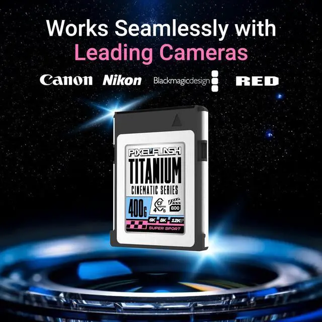 Alt view image 3 of 5 - PixelFlash 400 GB CFexpress Type B 4.0 Titanium, 3950/3650 MB/s VPG800, CF Express Memory Card for Photographers & Videographers, Lab Tested, 12K Video 400GB Cinematic Series 2025 Model