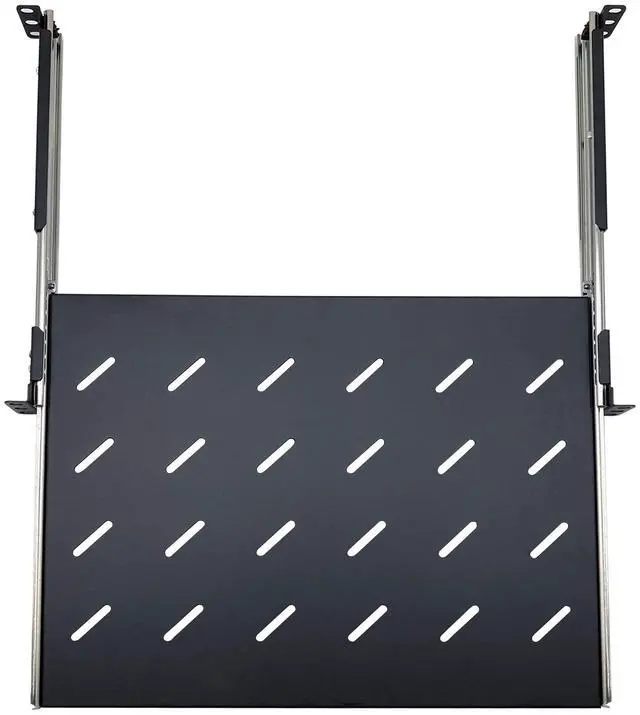 Alt view image 5 of 5 - Electriduct 1U Sliding Shelf 14" Depth - Universal 19" Vented Rack Mount Tray 4-Post Network Equipment Server Cabinet Audio System Enclosure