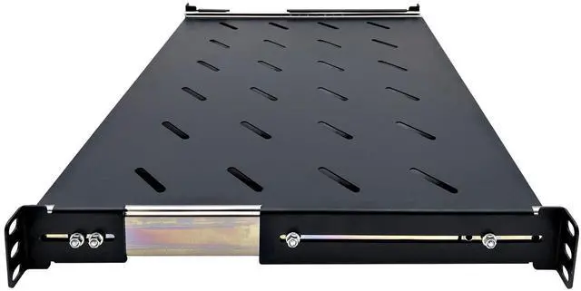 Alt view image 4 of 5 - Electriduct 1U Sliding Shelf 14" Depth - Universal 19" Vented Rack Mount Tray 4-Post Network Equipment Server Cabinet Audio System Enclosure