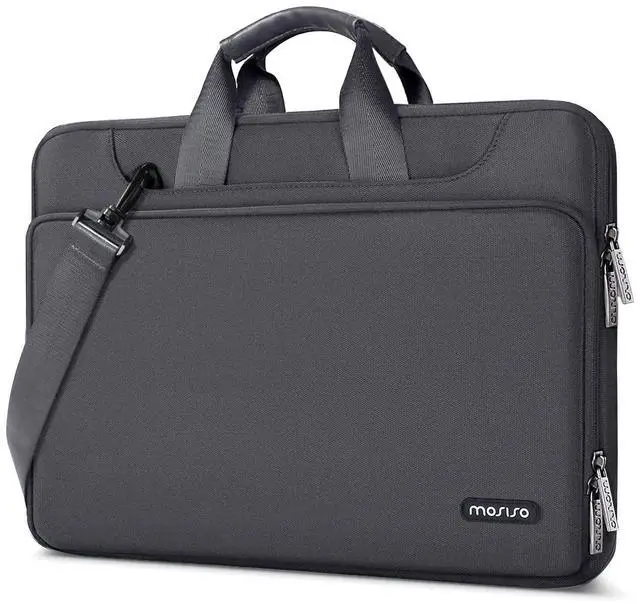 Main image of MOSISO 360 Protective Laptop Shoulder Bag Compatible with MacBook Air/Pro, 13-13.3 inch Notebook, Compatible with MacBook Pro 14 inch M5 M4 M3 M2 M1,Matching Color Sleeve with Belt, Slate Gray