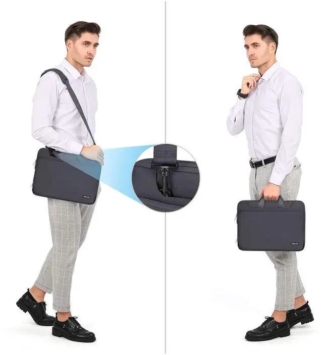 Alt view image 5 of 5 - MOSISO 360 Protective Laptop Shoulder Bag Compatible with MacBook Air/Pro, 13-13.3 inch Notebook, Compatible with MacBook Pro 14 inch M5 M4 M3 M2 M1,Matching Color Sleeve with Belt, Slate Gray