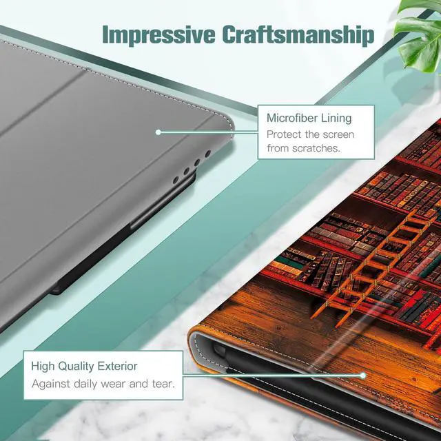 Alt view image 5 of 5 - Fintie Folio Case for All-New  Fire HD 10 and 10 Plus Tablet (13th/11th Generation, 2023/2021 Release) - Slim Fit Standing Cover with Auto Sleep/Wake, Library