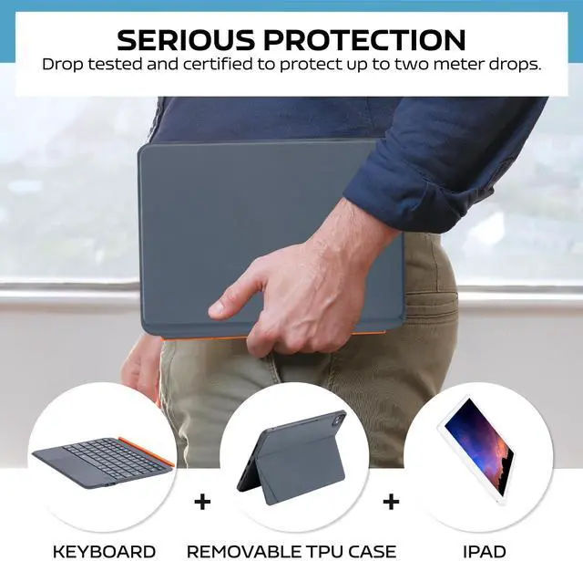 Alt view image 4 of 5 - QUARK for iPad 11th/10th Generation Case with Keyboard, 7-Color Backlight, Detachable Keyboard for iPad Air 11-inch M3/M2 & iPad Pro 11 (1st/2nd/3rd/4th) & iPad Air 5/4 with Trackpad (Grey)