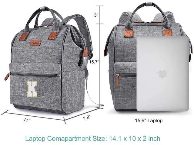 Alt view image 4 of 5 - Personalized Initial Laptop Backpack for Women-Waterproof Teacher Backpack/College Backpack/Nurse Backpack for Work,Travel Bckapack with 15.6" Laptop Compartment-Birthday Gift for Women