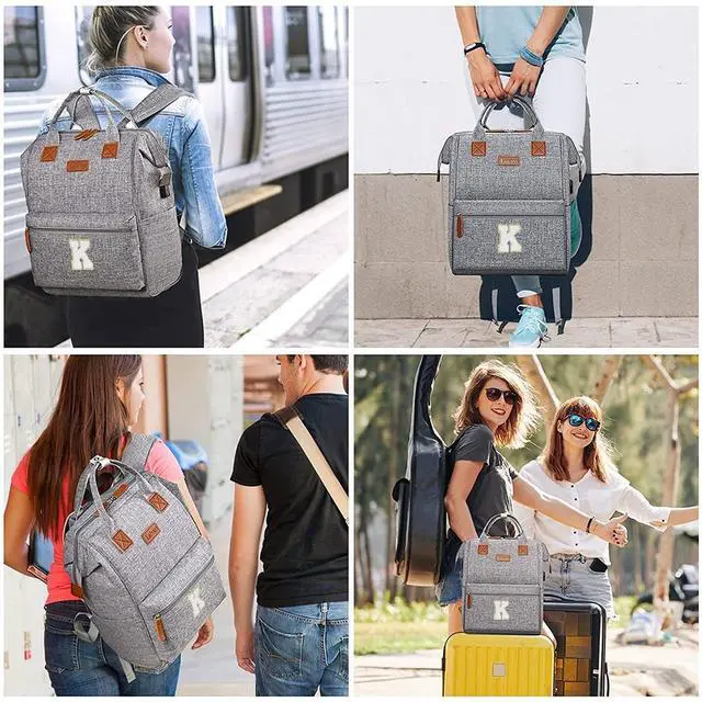 Alt view image 5 of 5 - Personalized Initial Laptop Backpack for Women-Waterproof Teacher Backpack/College Backpack/Nurse Backpack for Work,Travel Bckapack with 15.6" Laptop Compartment-Birthday Gift for Women