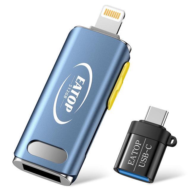 thumbnail image 2 of PioData IXflash 512GB Lightning And USB Type A Flash Drive For IPhone, IPad, Mac, And PC, Apple MFi Certified External Memory Stick External Storage Memory Photo Stick 2 of 14