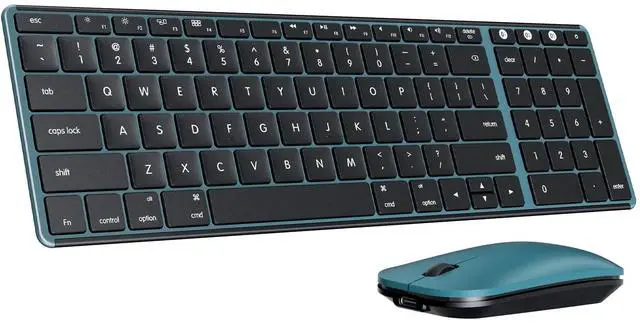 Main image of Wireless Bluetooth Keyboard and Mouse for Mac, Multi-Device Rechargeable Slim Keyboard and Mouse Stainless Steel Full Size, Compatible with MacBook Pro/Air, iPad, iMac - Black Blue