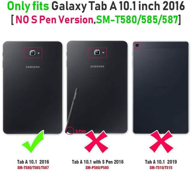 Alt view image 2 of 5 - Timecity Case for Galaxy Tab A 10.1 Case 2016 Release (SM-T580 T585 T587), Heavy Duty Protection Case with Screen Protector, Swivel Stand, Hand Strap and Shoulder Strap Stylus Holder - Rose