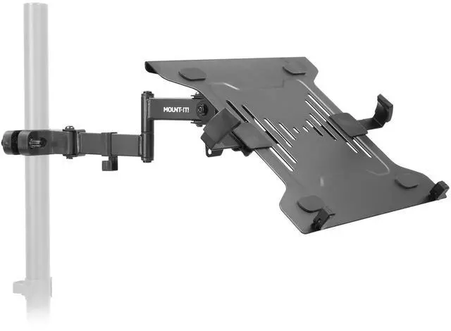 Alt view image 2 of 5 - Mount-It! Laptop Pole Mount Tray | Full Motion Laptop Mount Fits Up to 15.6 Laptops | Universal Laptop Stand for Add On to Monitor Mounts