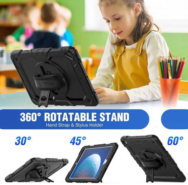 Alt view image 4 of 5 - Timecity for iPad Air 3rd Generation Case, for iPad Air 3/ Pro 10.5 Inch Case: with Heavy Duty Protection, Adjustable Kickstand, Anti-Slip, Screen Protector, Hand/Shoulder Strap - Black